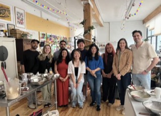 A full class group in the Hoboken cooking studio